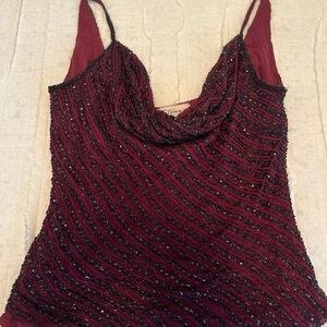 Stenay Deep Red and Black Embellished Camisole